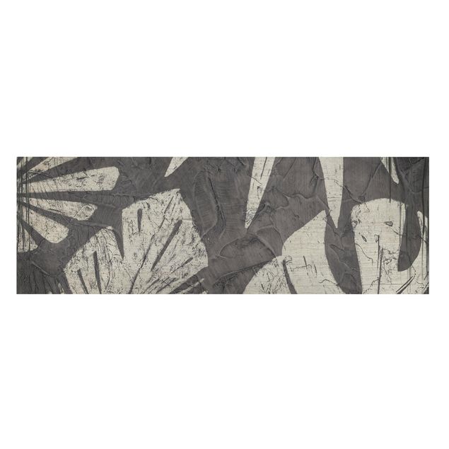 Wanddeko Esszimmer Palmenblätter vor Dunkelgrau