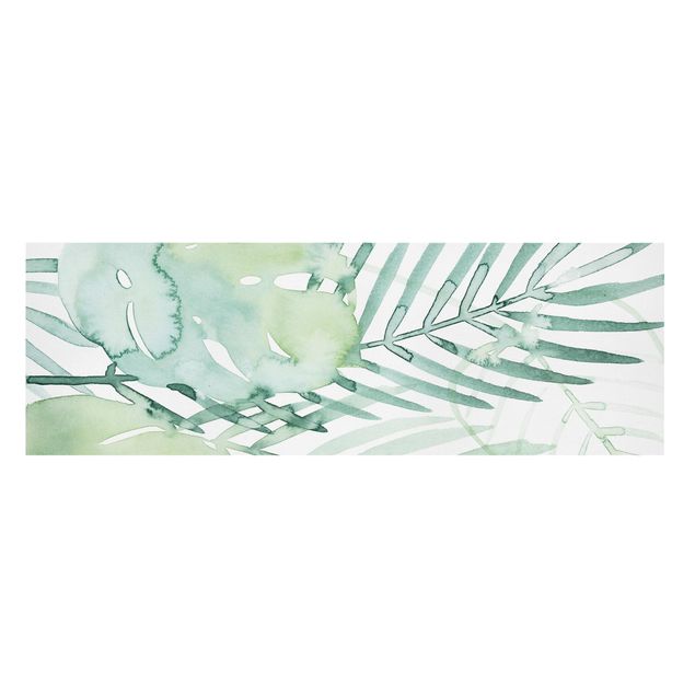 Wanddeko grün Palmwedel in Wasserfarbe I
