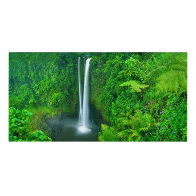 Wanddeko grün Paradiesischer Wasserfall