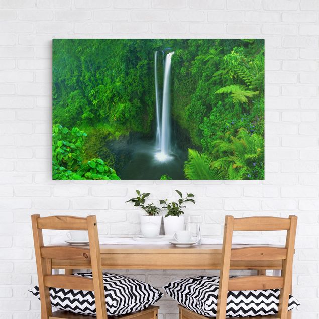 Wanddeko Wohnzimmer Paradiesischer Wasserfall