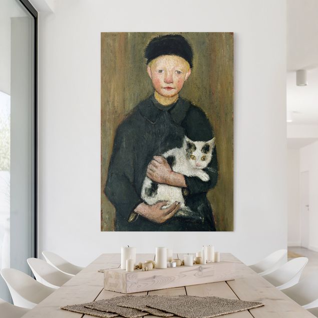 Wanddeko Wohnzimmer Paula Modersohn-Becker - Knabe mit Katze