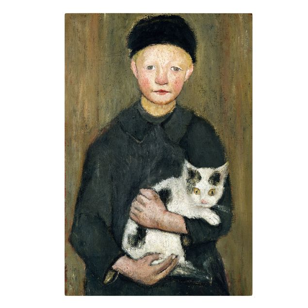 Katzenbilder auf Leinwand Paula Modersohn-Becker - Knabe mit Katze