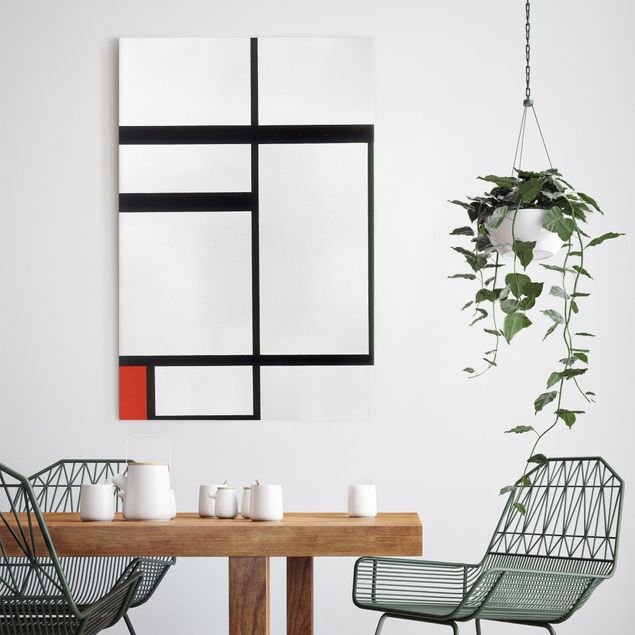 Wanddeko Wohnzimmer Piet Mondrian - Komposition Rot Schwarz Weiß