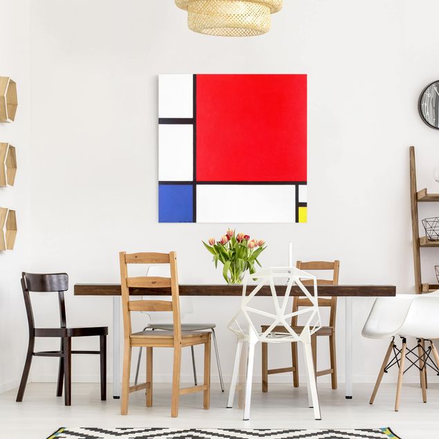 Wanddeko Wohnzimmer Piet Mondrian - Komposition Rot Blau Gelb