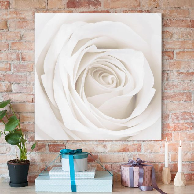 Wanddeko Wohnzimmer Pretty White Rose