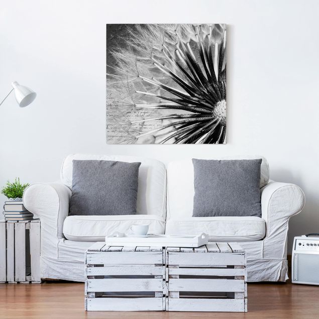 Wanddeko Wohnzimmer Pusteblume Schwarz & Weiß