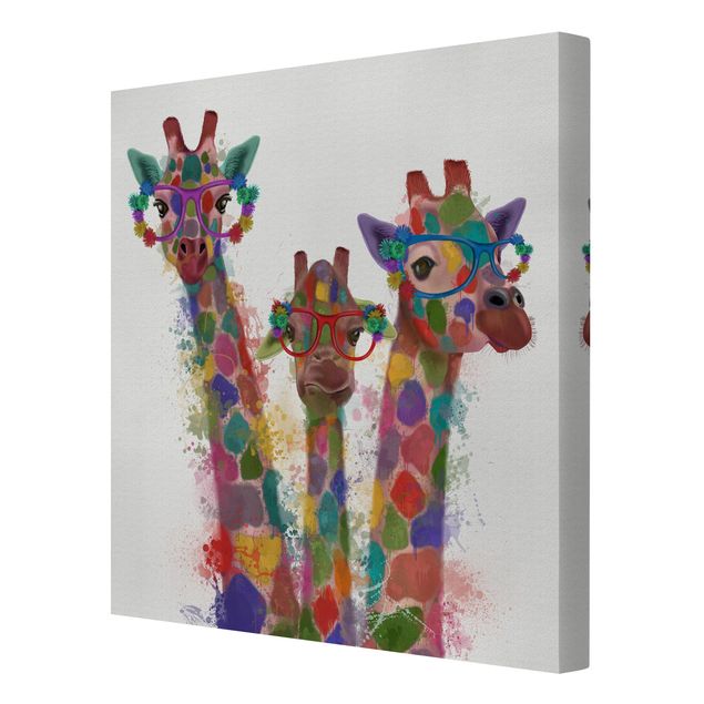 Wanddeko Mädchenzimmer Regenbogen Splash Giraffen-Trio