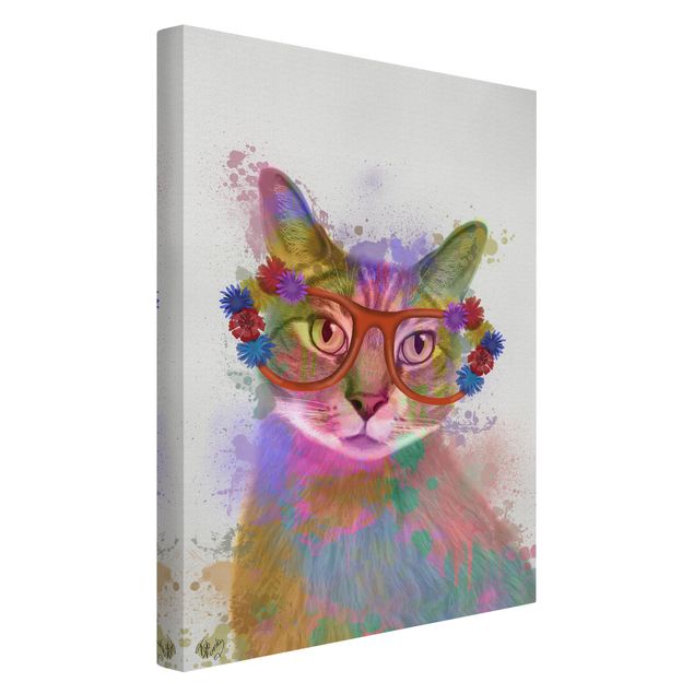 Wandbilder Katzen Regenbogen Splash Katze