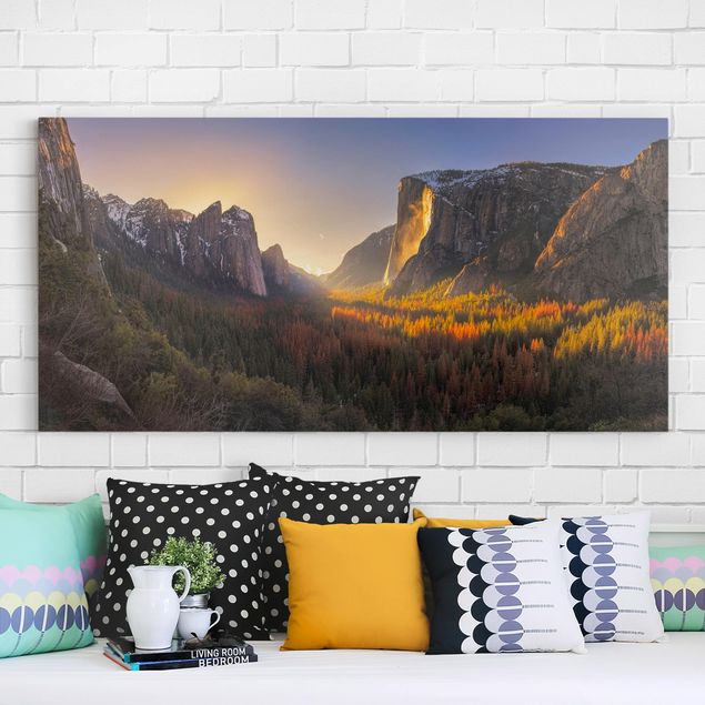 Wanddeko Wohnzimmer Sonnenuntergang im Yosemite