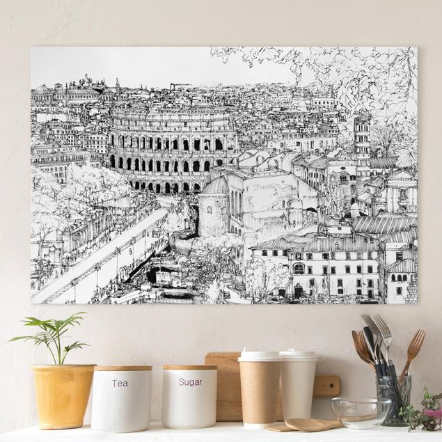 Wanddeko Wohnzimmer Stadtstudie - Rom