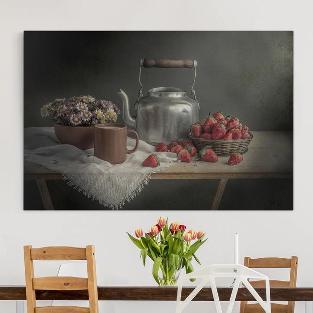 Wanddeko Küche Stillleben mit Erdbeeren