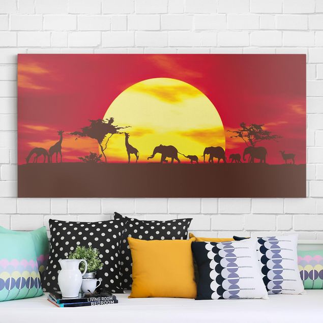 Leinwandbild Elefant Sunset Caravan