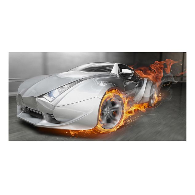 Wandbilder 3D Supercar in Flammen