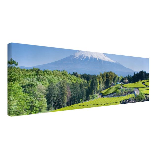 Wanddeko Esszimmer Teefelder vor dem Fuji