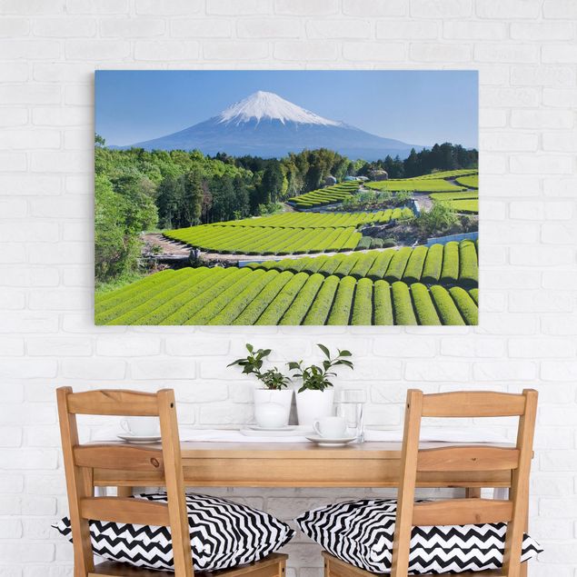 Wanddeko Schlafzimmer Teefelder vor dem Fuji