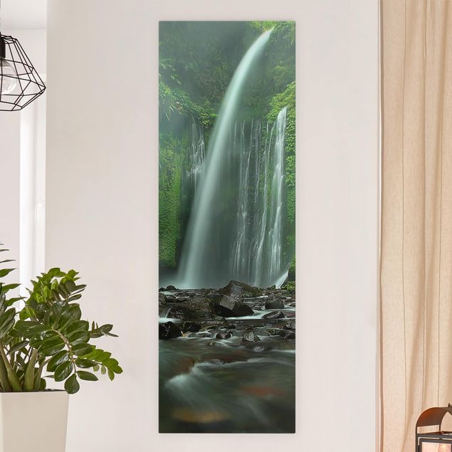 Wanddeko Wohnzimmer Tropischer Wasserfall