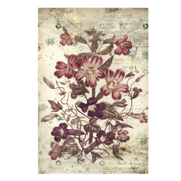 Wanddeko Esszimmer Vintage Blütenmuster