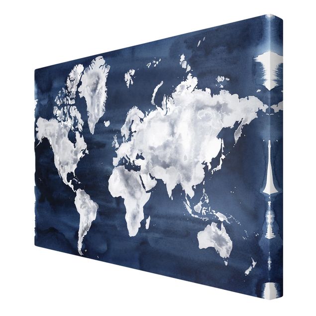 Wanddeko Büro Wasser-Weltkarte dunkel
