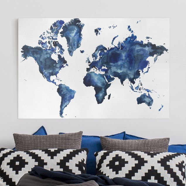 Wanddeko Küche Wasser-Weltkarte hell