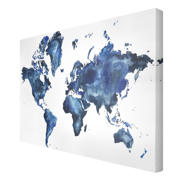 Wanddeko Esszimmer Wasser-Weltkarte hell