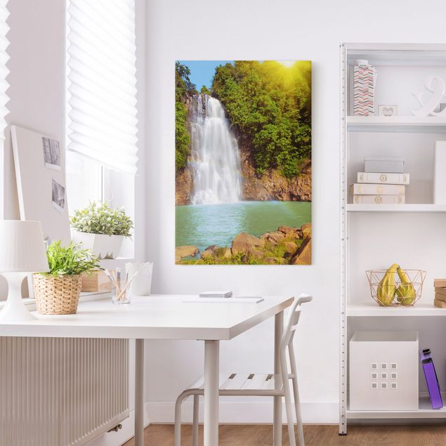 Wanddeko Wohnzimmer Wasserfall Romantik