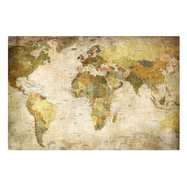 Wanddeko grün Weltkarte