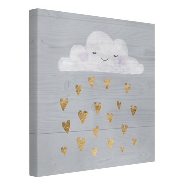 Wanddeko Babyzimmer Wolke mit goldenen Herzen