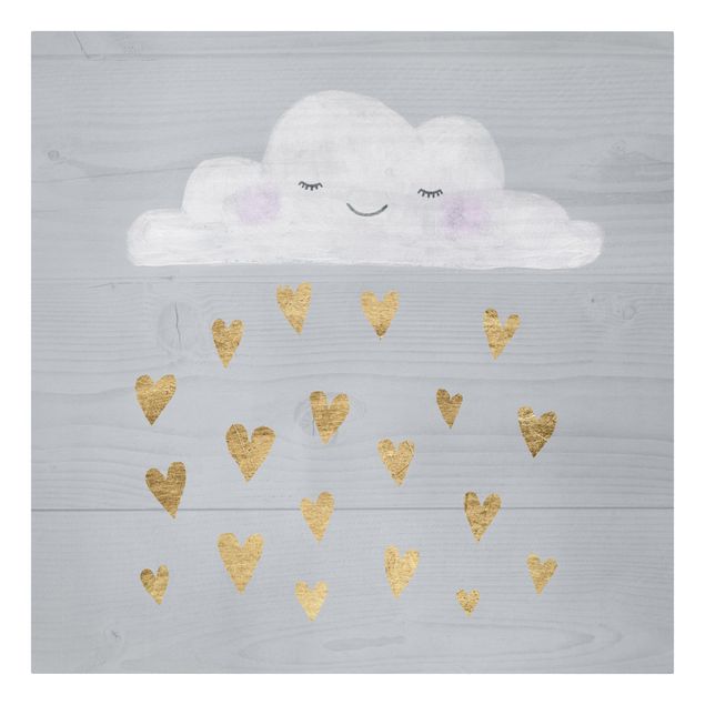 Wanddeko Mädchenzimmer Wolke mit goldenen Herzen