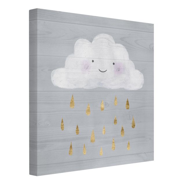 Wanddeko Babyzimmer Wolke mit goldenen Regentropfen