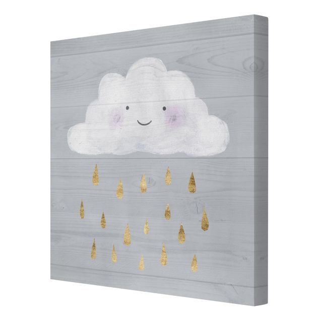 Wanddeko Jungenzimmer Wolke mit goldenen Regentropfen