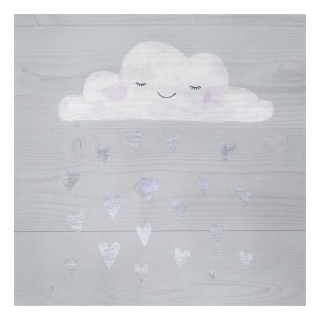 Wanddeko Mädchenzimmer Wolke mit silbernen Herzen