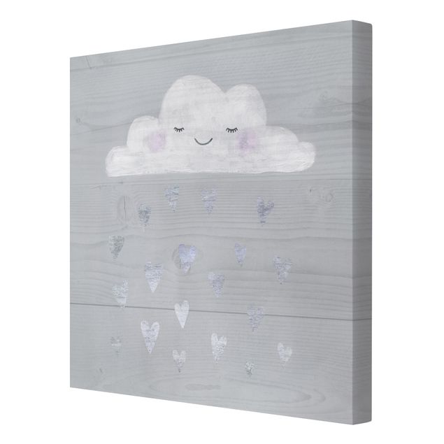 Wanddeko Jungenzimmer Wolke mit silbernen Herzen
