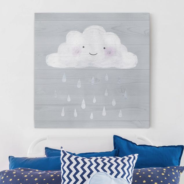 Kinderzimmer Deko Wolke mit silbernen Regentropfen