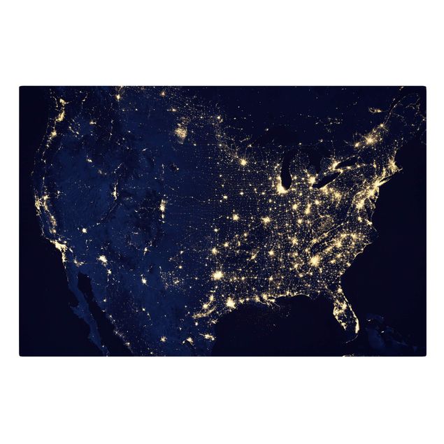 Wanddeko Büro NASA Fotografie USA von oben bei Nacht