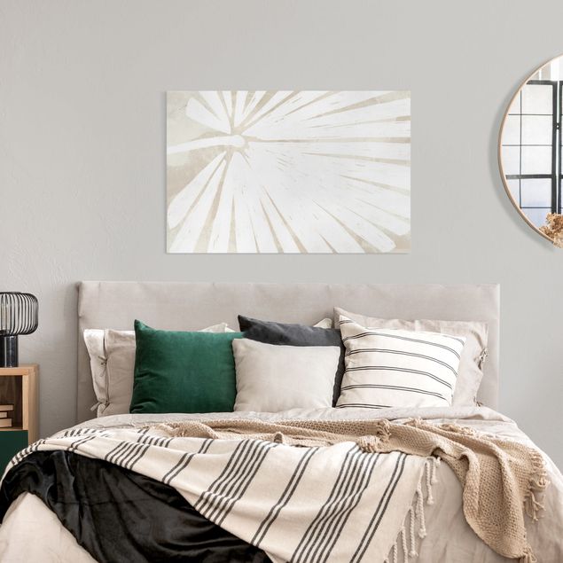 Wanddeko Schlafzimmer Palmenblatt Silhouette auf Leinen