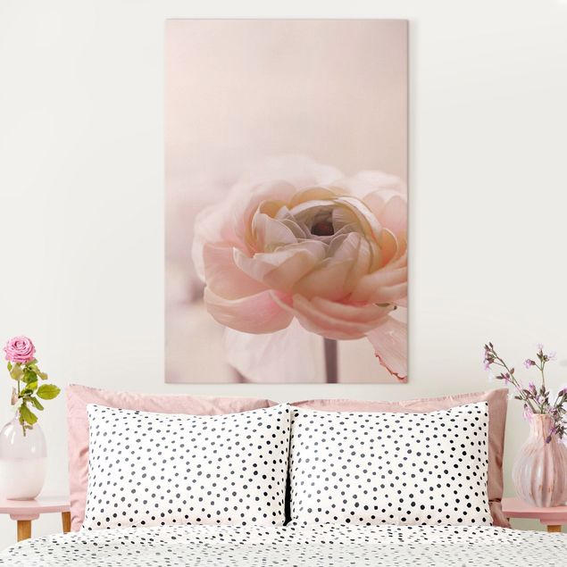 Wanddeko Wohnzimmer Rosa Blüte im Fokus