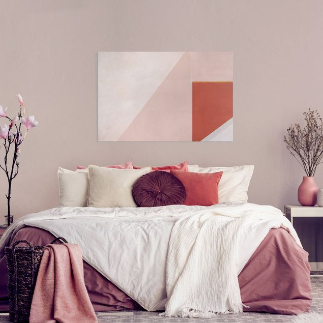 Wanddeko Schlafzimmer Rosa Geometrie