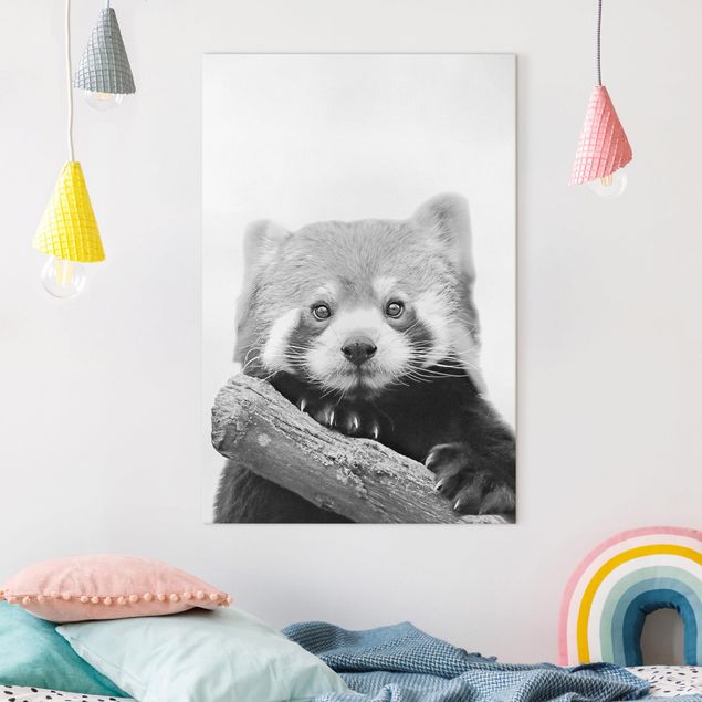 Kinderzimmer Deko Roter Panda in Schwarz-weiß