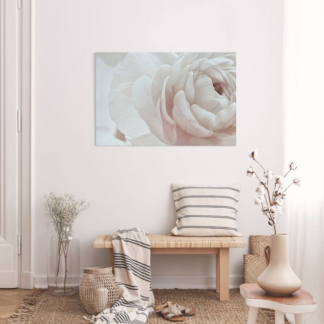 Leinwandbild Rose Weiße Blüte im Blütenmeer