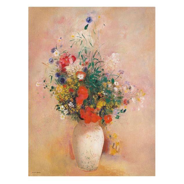 Wohndeko Blume Odilon Redon - Vase mit Blumen (rosenfarbener Hintergrund)