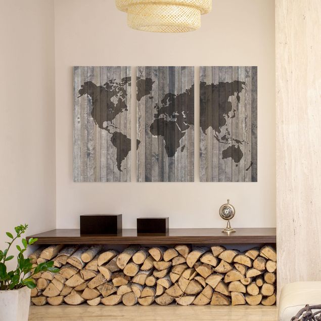 Wanddeko Schlafzimmer Holz Weltkarte