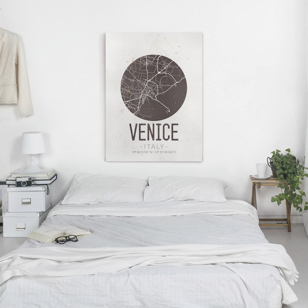 Wanddeko Schlafzimmer Stadtplan Venice - Retro