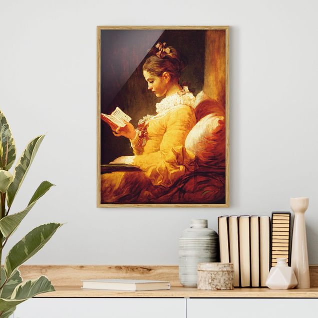 Wanddeko gelb Jean Honoré Fragonard - Lesendes Mädchen