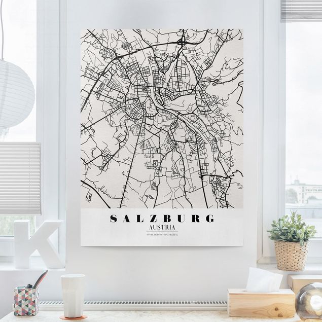 Wanddeko Wohnzimmer Stadtplan Salzburg - Klassik