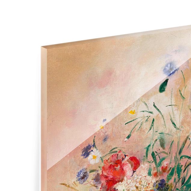 Wanddeko Esszimmer Odilon Redon - Vase mit Blumen (rosenfarbener Hintergrund)
