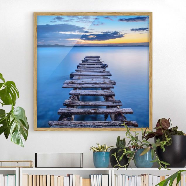 Strandbilder mit Rahmen Steg ins ruhige Meer