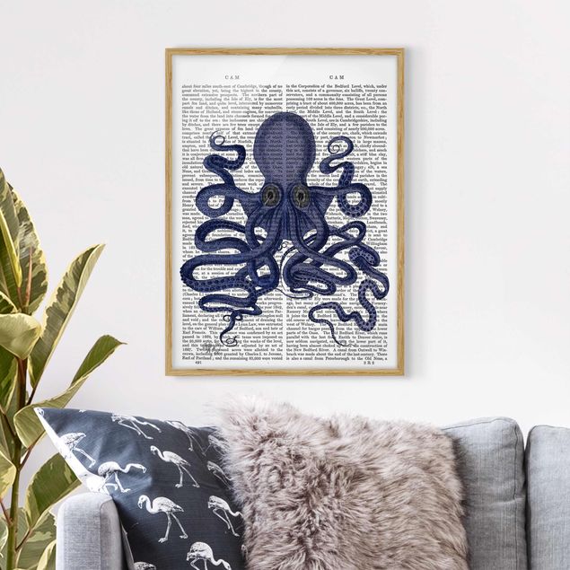 Wanddeko Wohnzimmer Tierlektüre - Oktopus