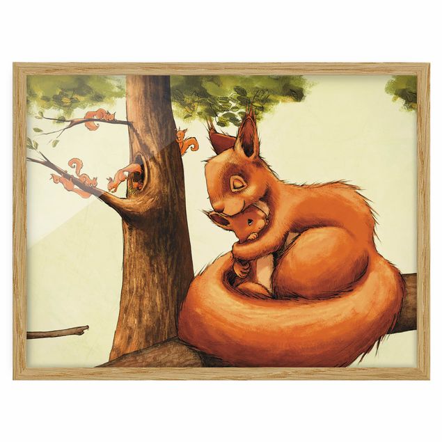 Tierbilder mit Rahmen Einhörnchen Mama