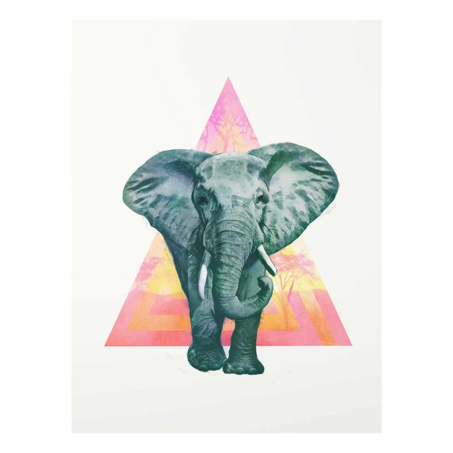 Wanddeko Flur Illustration Elefant vor Dreieck Malerei