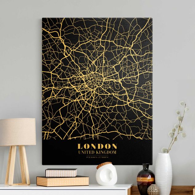 Wanddeko Flur Stadtplan London - Klassik Schwarz